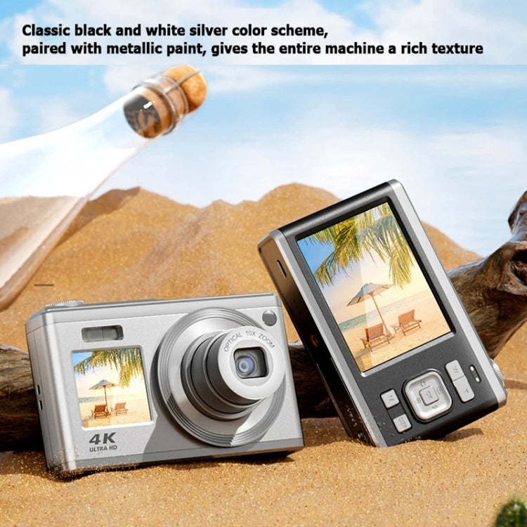 4K HD Optical Zoom Digital Camera 60MP Dual Screen Selfie Camera, No Memory(Silver) - Video Cameras by PMC TechLife | Online Shopping South Africa | PMC TechLife | Buy Now Pay Later Mobicred