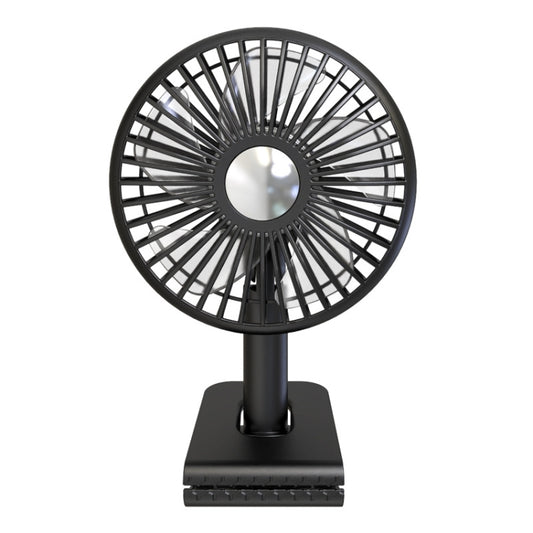 Car Clip-On Rechargeable Electric Oscillating Head Fan With Light(Black) - Heating & Fans by PMC Jewellery | Online Shopping South Africa | PMC Jewellery | Buy Now Pay Later Mobicred