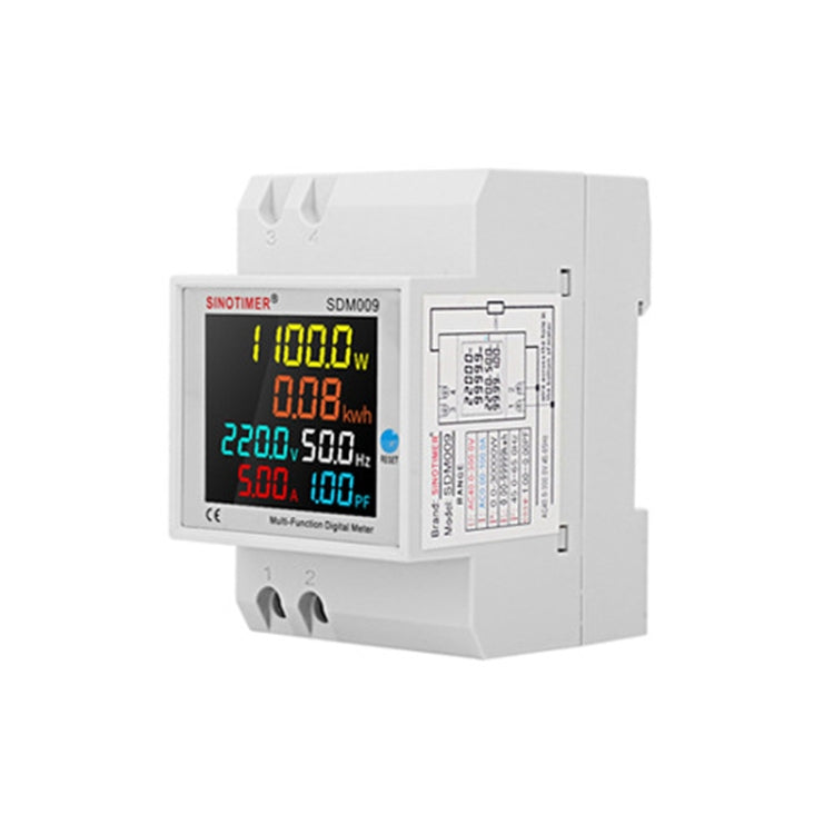 SINOTIMER SDM009 Din Rail Single-Phase Voltage Current Frequency Power Factor Electricity Multifunctional Meter, Model: AC40-300V Built-In - free shipping - PMC TechLife - Order now!