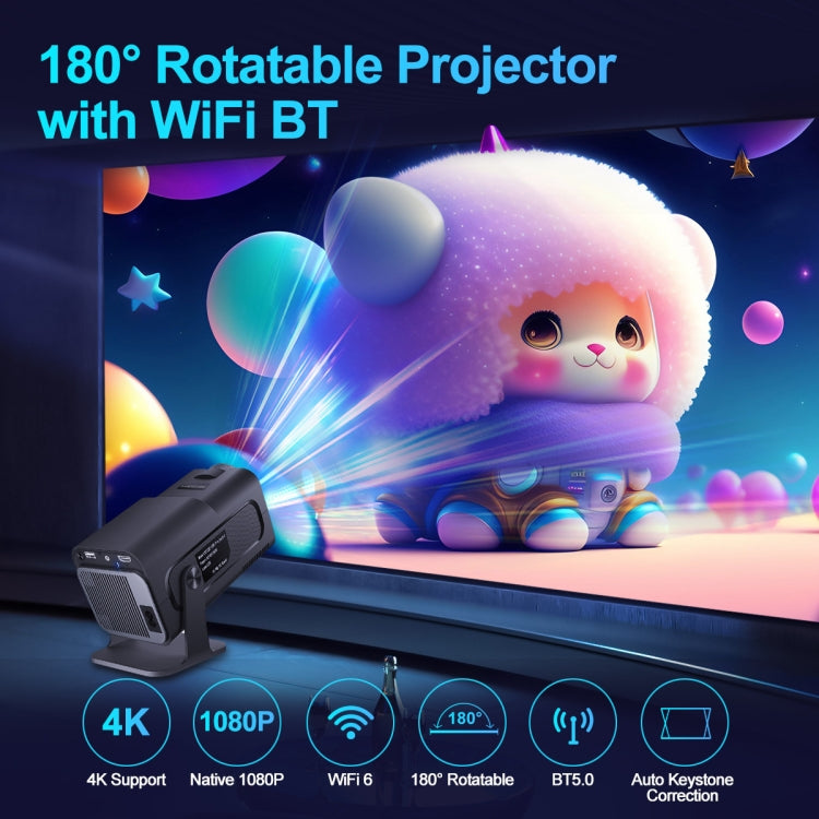 HY320 1080P 390ANSI 4K Android 11 Projector With Wifi 6 Bluetooth 5.0 Support Miracast / Airplay / DLNA US Plug - LED Projector by PMC TechLife | Online Shopping South Africa | PMC TechLife