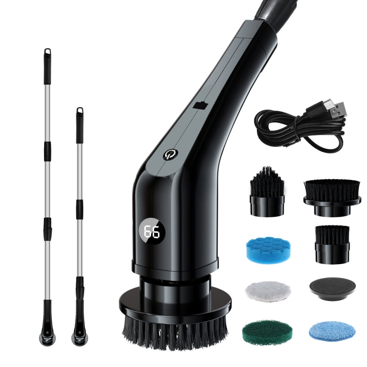 Cordless Electric Spin Scrubber Extension Handle with 7 Replacement Heads(Black) - free shipping - PMc TechLife - Order now!