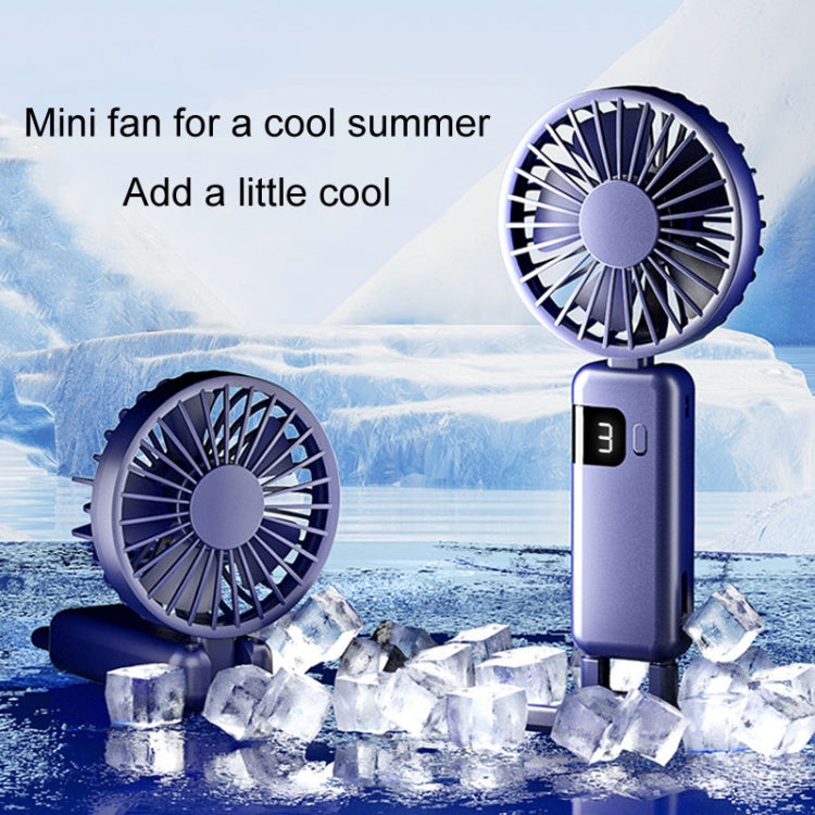 Portable Digital Display Hanging Neck Mute Small Fan USB Charging Handheld Foldable Fan(White) - Electric Fans by PMC Jewellery | Online Shopping South Africa | PMC Jewellery | Buy Now Pay Later Mobicred