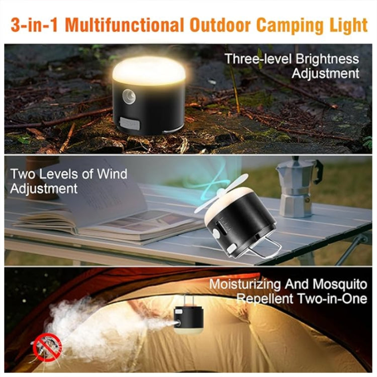 Outdoor Camping Tent Hanging Ambient Light Magnetic Spray Humidification Fan(Black) - Electric Fans by PMC TechLife | Online Shopping South Africa | PMC TechLife | Buy Now Pay Later Mobicred
