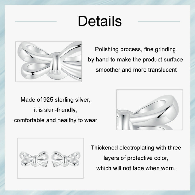 S925 Sterling Silver Bow Women Earrings(SCE1707) - Stud Earrings & Earrings by PMC Jewellery | Online Shopping South Africa | PMC Jewellery