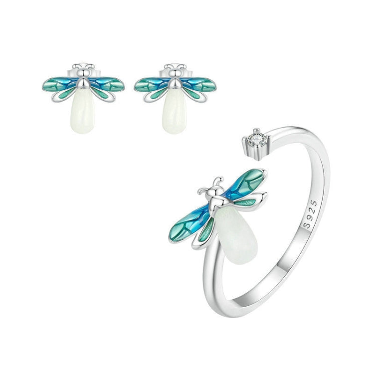 S925 Sterling Silver Platinum Plated Firefly Luminous Ring Earrings, Specification: Earrings - Stud Earrings & Earrings by PMC Jewellery | Online Shopping South Africa | PMC Jewellery