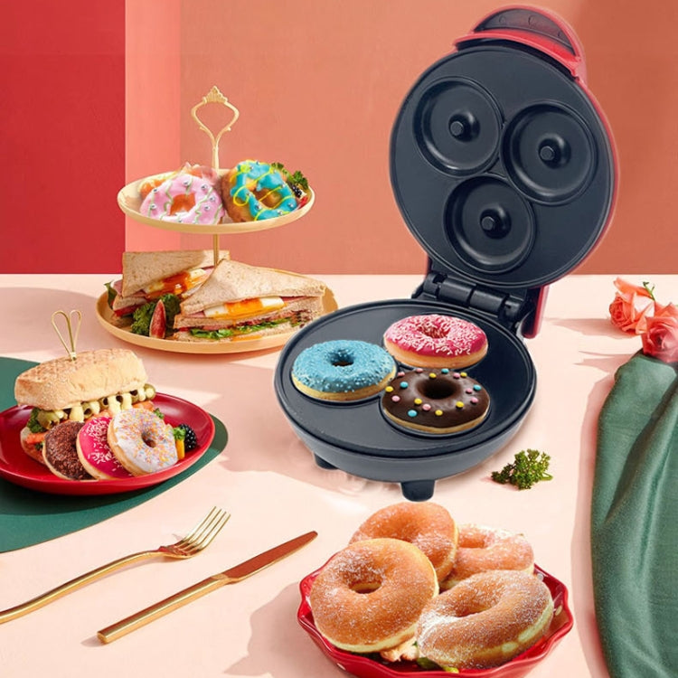 350W Mini Donut Maker Machine Can Make 3 Doughnuts 220V EU Plug(Red) - free shipping - PMC TechLife - Order now!