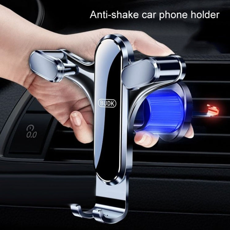 BUDK Triangle Gravity Sensor Car Phone Bracket Car Air Vent Navigation Holder, Model: Bent Suction Cup Base Model - Car Holders by BUDK | Online Shopping South Africa | PMC Jewellery | Buy Now Pay Later Mobicred