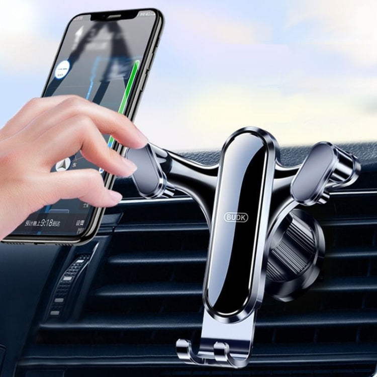 BUDK Triangle Gravity Sensor Car Phone Bracket Car Air Vent Navigation Holder, Model: Bent Suction Cup Base Model - Car Holders by BUDK | Online Shopping South Africa | PMC Jewellery | Buy Now Pay Later Mobicred