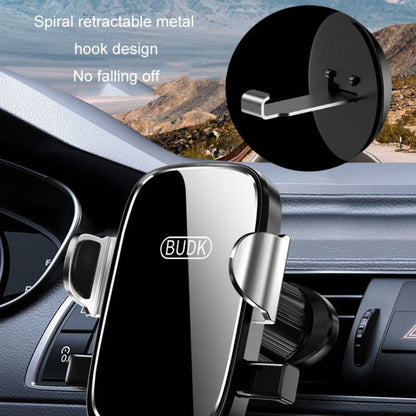 BUDK Anti-shake Car Phone Bracket Car Navigation Air Vent Fixed Gravity Support Stand(Silver) - Car Holders by BUDK | Online Shopping South Africa | PMC Jewellery | Buy Now Pay Later Mobicred