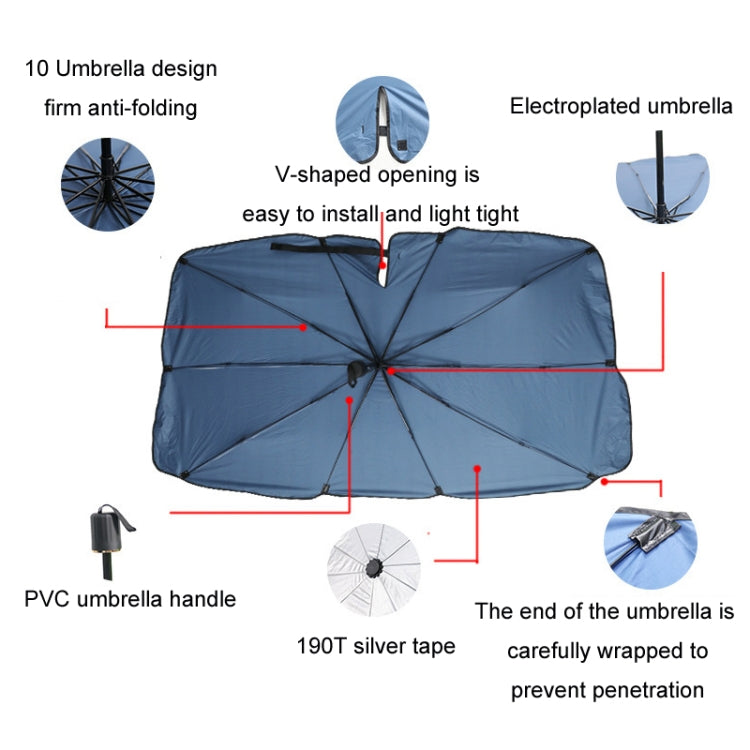 140x79cm Car Front Gear Opening Style Insulated Sun Protection Parasol(Black Base Cloth) - Window Foils & Solar Protection by PMC TechLife | Online Shopping South Africa | PMC TechLife | Buy Now Pay Later Mobicred