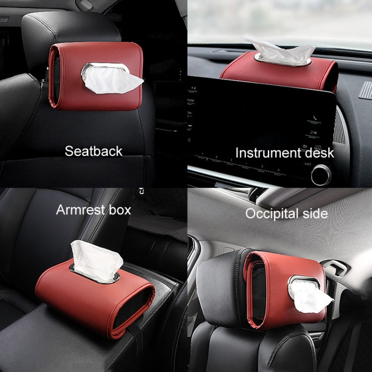 Auto Armrest Tissue Box Car Seat Back Hanging Napkin Pack Cover(Wine Red) - Tissue Boxes by PMC TechLife | Online Shopping South Africa | PMC TechLife | Buy Now Pay Later Mobicred