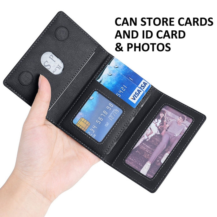 Tri-fold Magnetic Leather Wallet Card Holder for iPhone 15/14/13/12 Series(Black) - Others Accessories by PMC TechLife | Online Shopping South Africa | PMC TechLife
