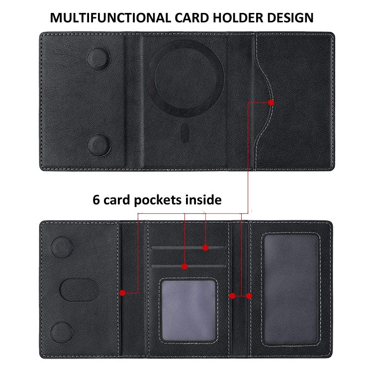 Tri-fold Magnetic Leather Wallet Card Holder for iPhone 15/14/13/12 Series(Black) - Others Accessories by PMC TechLife | Online Shopping South Africa | PMC TechLife