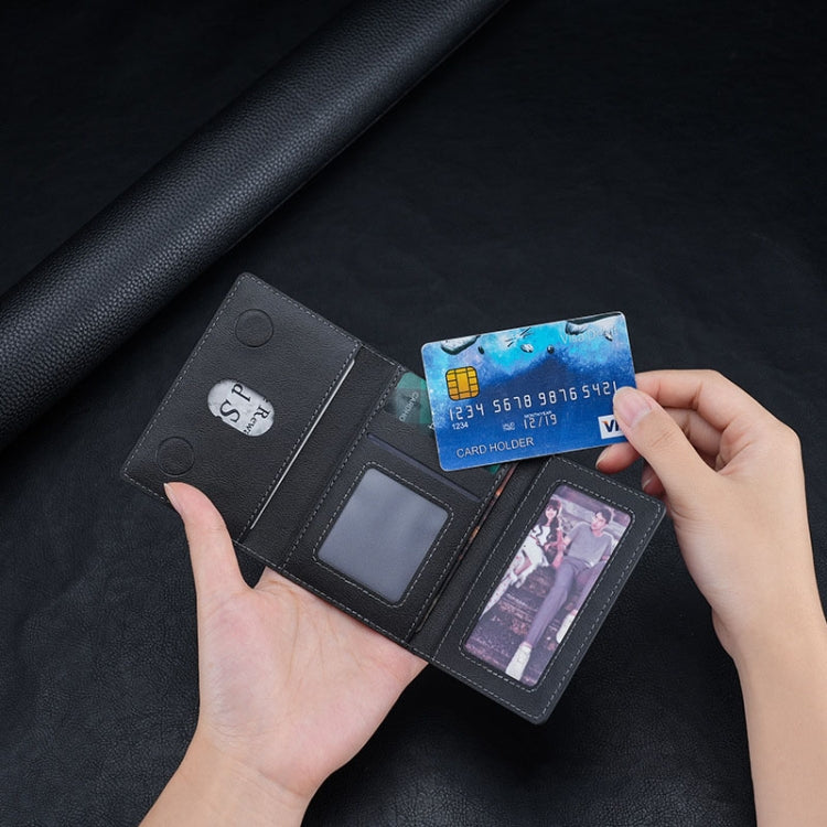 Tri-fold Magnetic Leather Wallet Card Holder for iPhone 15/14/13/12 Series(Black) - Others Accessories by PMC TechLife | Online Shopping South Africa | PMC TechLife
