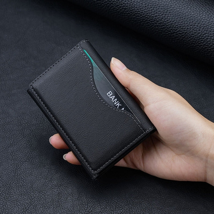 Tri-fold Magnetic Leather Wallet Card Holder for iPhone 15/14/13/12 Series(Black) - Others Accessories by PMC TechLife | Online Shopping South Africa | PMC TechLife