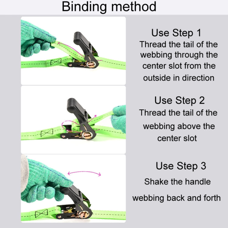 Motorcycle Ratchet Tensioner Cargo Bundling And Luggage Fixing Straps, Specification: Fluorescent Green 3m - Towing Bars by PMC TechLife | Online Shopping South Africa | PMC TechLife | Buy Now Pay Later Mobicred