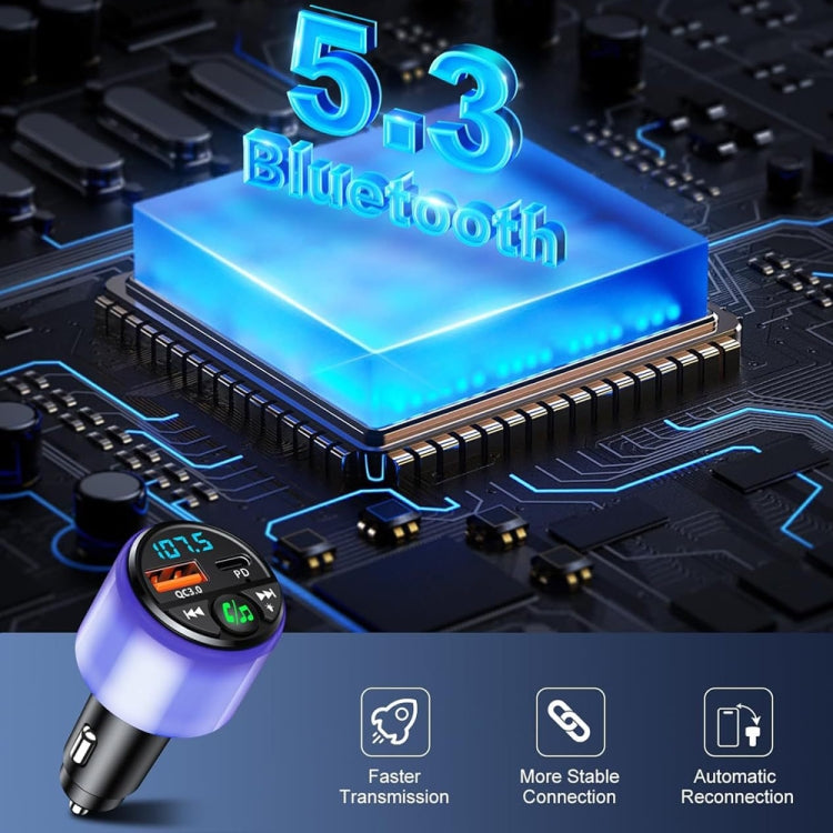 48W PD Fast Charging Car Bluetooth MP3 Player Ambient Light(Black) - Bluetooth Car Kits by PMC TechLife | Online Shopping South Africa | PMC TechLife | Buy Now Pay Later Mobicred