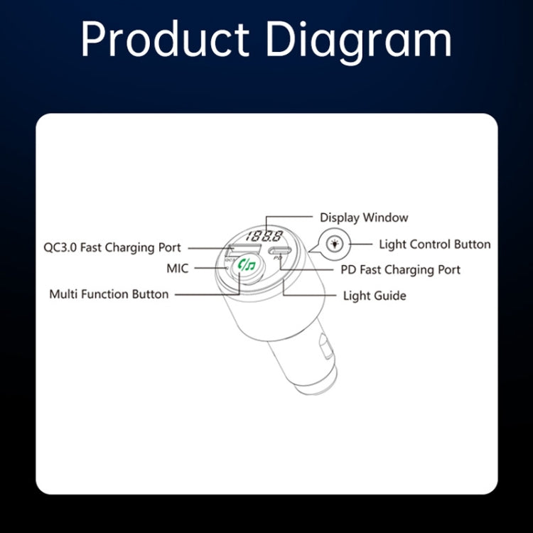 48W Car Bluetooth MP3 Player with Fast Charging(Black) - Bluetooth Car Kits by PMC TechLife | Online Shopping South Africa | PMC TechLife | Buy Now Pay Later Mobicred