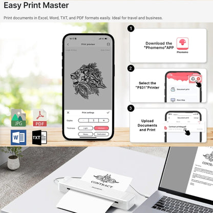 Phomemo P831 Bluetooth Portable Thermal Transfer Printer Support A4 / Letter / A5 / B5 Plain Paper Printing(Green) - Printer by Phomemo | Online Shopping South Africa | PMC Jewellery | Buy Now Pay Later Mobicred