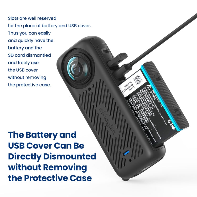 For Insta360 X4 AMagisn Silicone Protective Cover Body Case + Lens Cover Black - Case & Bags by aMagisn | Online Shopping South Africa | PMC TechLife | Buy Now Pay Later Mobicred