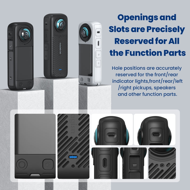 For Insta360 X4 AMagisn Silicone Protective Cover Body Case + Lens Cover Black - Case & Bags by aMagisn | Online Shopping South Africa | PMC TechLife | Buy Now Pay Later Mobicred