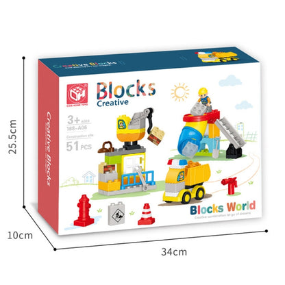 51pcs /Box Children Large Particle Assembly Building Blocks Boys City Engineering Construction Puzzle DIY Toys - Building Blocks by PMC Jewellery | Online Shopping South Africa | PMC Jewellery | Buy Now Pay Later Mobicred