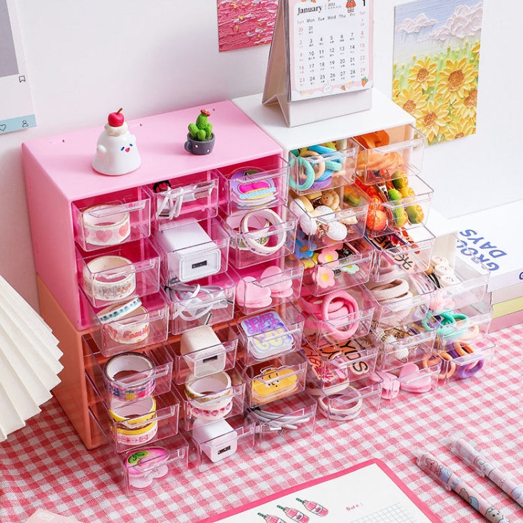 Transparent Desktop Small Objects Compartment Drawer Organizer Hair Accessories Storage Case, Color: 6 Grids Pink - free shipping - PMc TechLife - Order now!