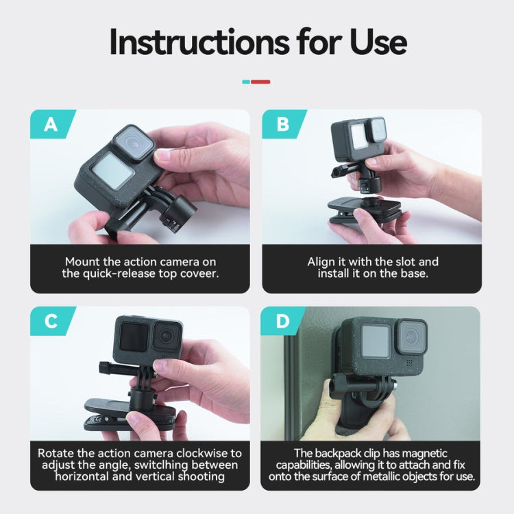 TELESIN Quick Release Universal Backpack Clip Magnetic Backpack Mounting Bracket - Backpack Clip by TELESIN | Online Shopping South Africa | PMC TechLife