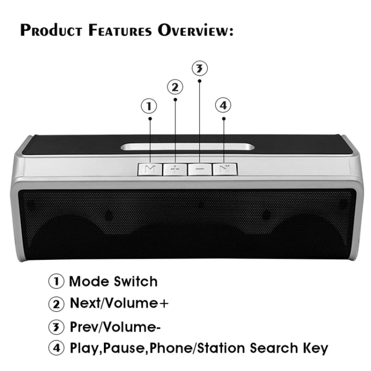 NBY 6690 TWS Couplet FM Multifunctional Desktop Plug-in Card Bluetooth Speaker(Grey) - free shipping - PMC Jewellery - Order now!
