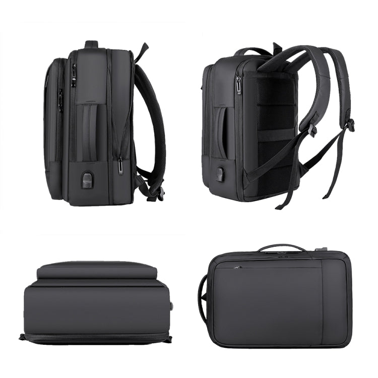 Expandable Business Waterproof Laptop Backpack With USB Port(Grey) - Backpack by PMC Jewellery | Online Shopping South Africa | PMC Jewellery | Buy Now Pay Later Mobicred