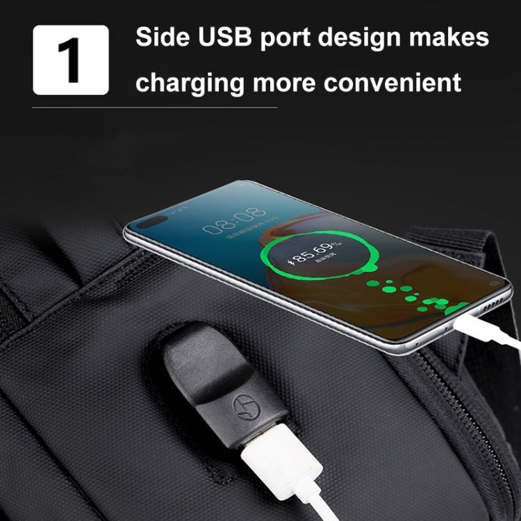 Expandable Business Waterproof Laptop Backpack With USB Port(Black) - Backpack by PMC Jewellery | Online Shopping South Africa | PMC Jewellery | Buy Now Pay Later Mobicred