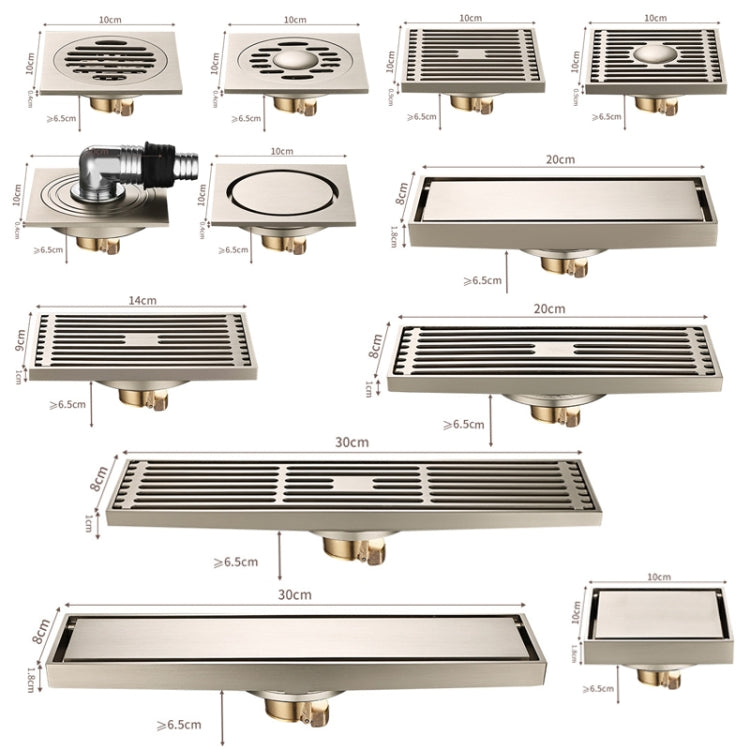 All Copper Brushed Anti-Odor Floor Drain Gravity Copper Core Bathroom Floor Drain, Specification: 8x30cm Long Medium Drain - Drain Strainers by PMc TechLife | Online Shopping South Africa | PMc TechLife | Buy Now Pay Later Mobicred