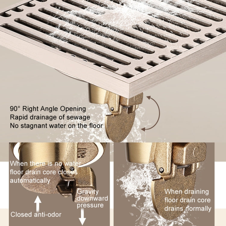 All Copper Brushed Anti-Odor Floor Drain Gravity Copper Core Bathroom Floor Drain, Specification: Square Fine Sculpture Single Use - Drain Strainers by PMc TechLife | Online Shopping South Africa | PMc TechLife | Buy Now Pay Later Mobicred