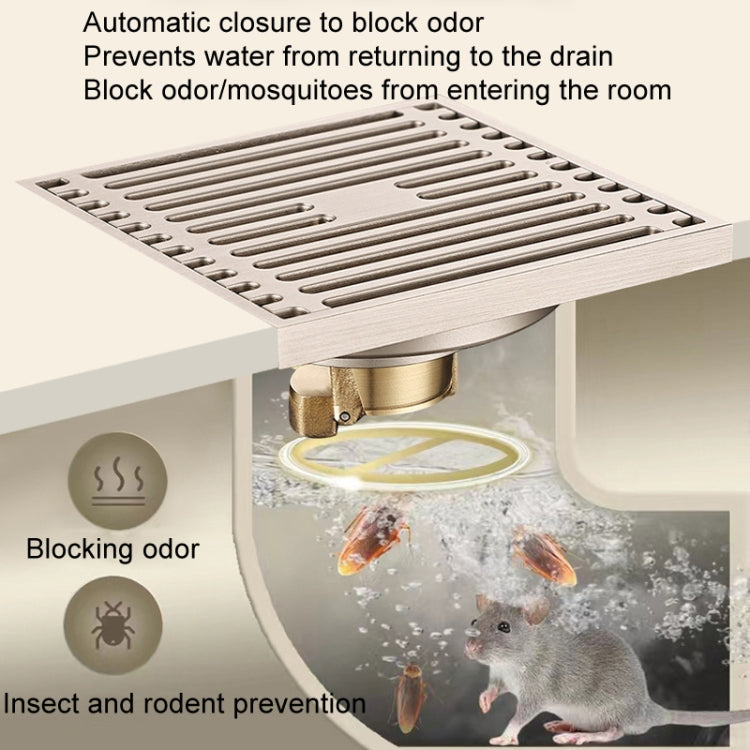 All Copper Brushed Anti-Odor Floor Drain Gravity Copper Core Bathroom Floor Drain, Specification: Round Straight Strip Single Use - Drain Strainers by PMc TechLife | Online Shopping South Africa | PMc TechLife | Buy Now Pay Later Mobicred