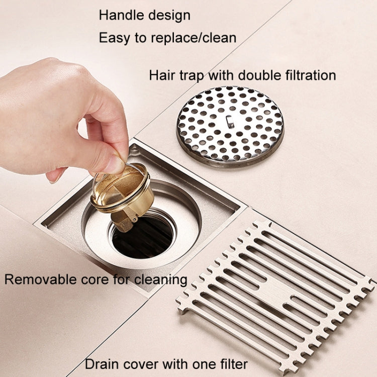 All Copper Brushed Anti-Odor Floor Drain Gravity Copper Core Bathroom Floor Drain, Specification: Round Straight Strip Single Use - Drain Strainers by PMc TechLife | Online Shopping South Africa | PMc TechLife | Buy Now Pay Later Mobicred