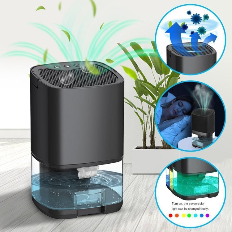 1L 36W Air Dehumidifier for Home Damp Drying Clothes with 7 colors Light UK Plug(Black) - free shipping - PMC TechLife - Order now!