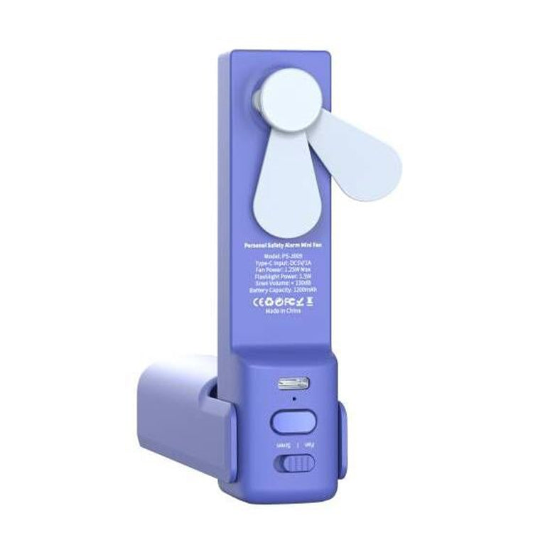 PS-J009 4-In-1 LED Light Buzzer Alarm Mini Folding Handheld Fan(Navy Blue) - Electric Fans by PMC Jewellery | Online Shopping South Africa | PMC Jewellery | Buy Now Pay Later Mobicred