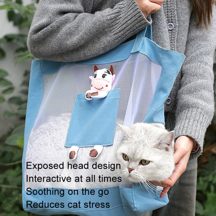 Handheld Large Capacity Breathable Exposed Canvas Cat Bag Outdoor Portable Pet Bag(Blue) - Pet Bags by PMC TechLife | Online Shopping South Africa | PMC TechLife | Buy Now Pay Later Mobicred