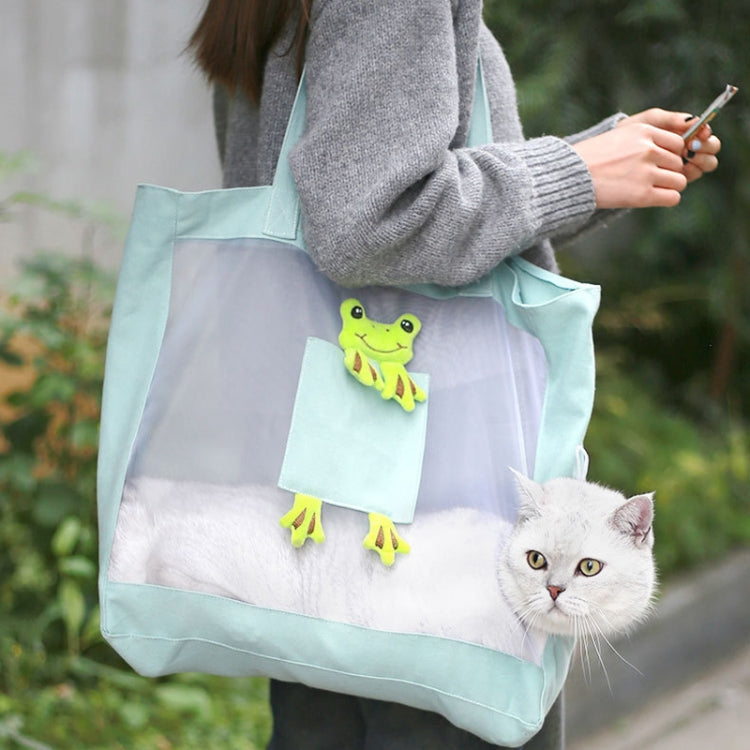 Handheld Large Capacity Breathable Exposed Canvas Cat Bag Outdoor Portable Pet Bag(Green) - Pet Bags by PMC TechLife | Online Shopping South Africa | PMC TechLife | Buy Now Pay Later Mobicred