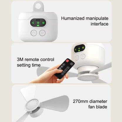 Mini Ceiling Fan Portable Camping Fan With Light &  Remote Built In 8000mAh Battery(White) - Electric Fans by PMC Jewellery | Online Shopping South Africa | PMC Jewellery | Buy Now Pay Later Mobicred