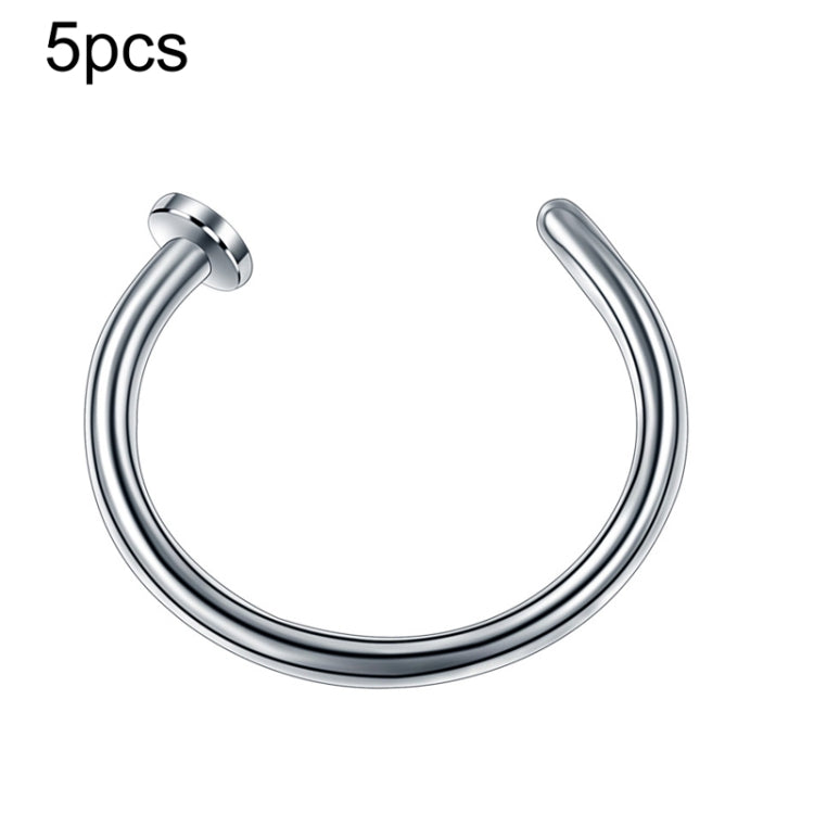 5pcs Stainless Steel Nose Ring Without Hole C-Shape Nose Staple Lip Band Earrings, Size: 0.8 x 10+2(Steel Color) - Stud Earrings & Earrings by PMC Jewellery | Online Shopping South Africa | PMC Jewellery | Buy Now Pay Later Mobicred