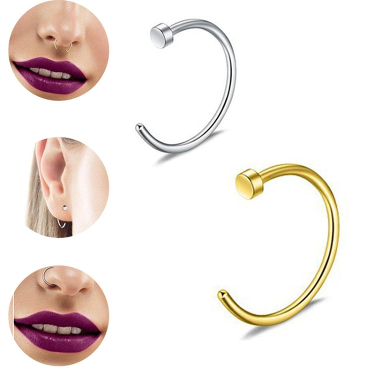 5pcs Stainless Steel Nose Ring Without Hole C-Shape Nose Staple Lip Band Earrings, Size: 0.8 x 10+2(Steel Color) - Stud Earrings & Earrings by PMC Jewellery | Online Shopping South Africa | PMC Jewellery | Buy Now Pay Later Mobicred