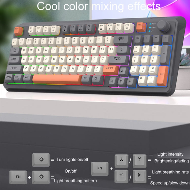 XUNSVFOX K94 Wireless Bluetooth Dual Mode Mechanical Keyboard Gaming Office Laptop Keyboard(Lake Blue) - free shipping - PMC Jewellery - Order now!