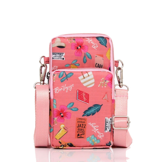 Printed Crossbody Mobile Phone Bag Mini Wallet With Arm Band, Style: Pink Holiday - Single-shoulder Bags by PMC Jewellery | Online Shopping South Africa | PMC Jewellery | Buy Now Pay Later Mobicred