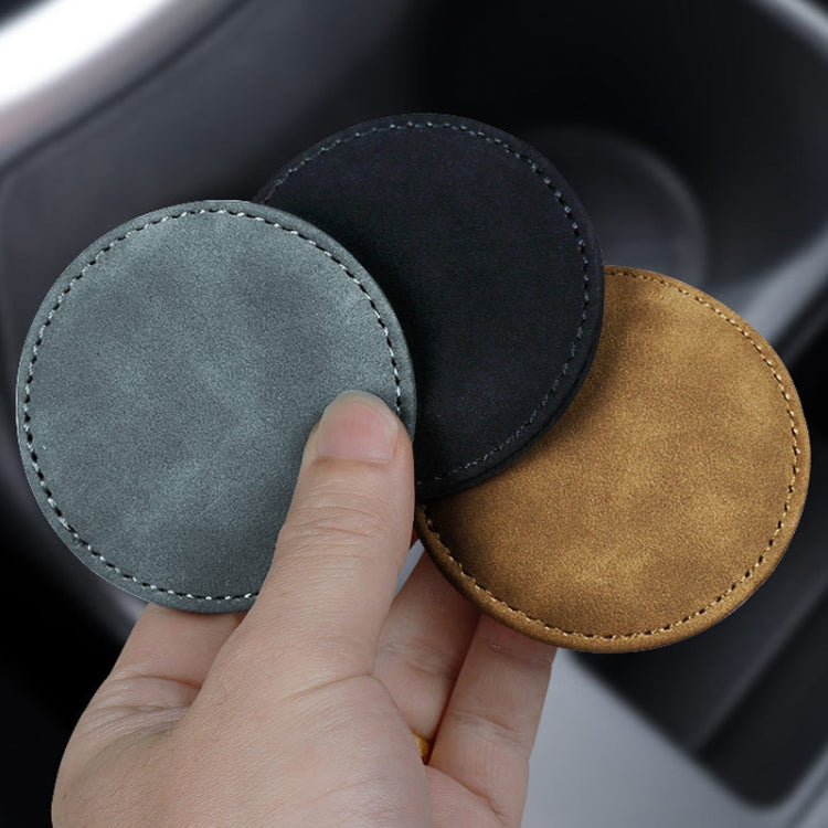 2pcs/ Set Car Suede Anti-Slip Water Coaster Car Interior Decoration(Black) - Car Drink Holders by PMC TechLife | Online Shopping South Africa | PMC TechLife | Buy Now Pay Later Mobicred
