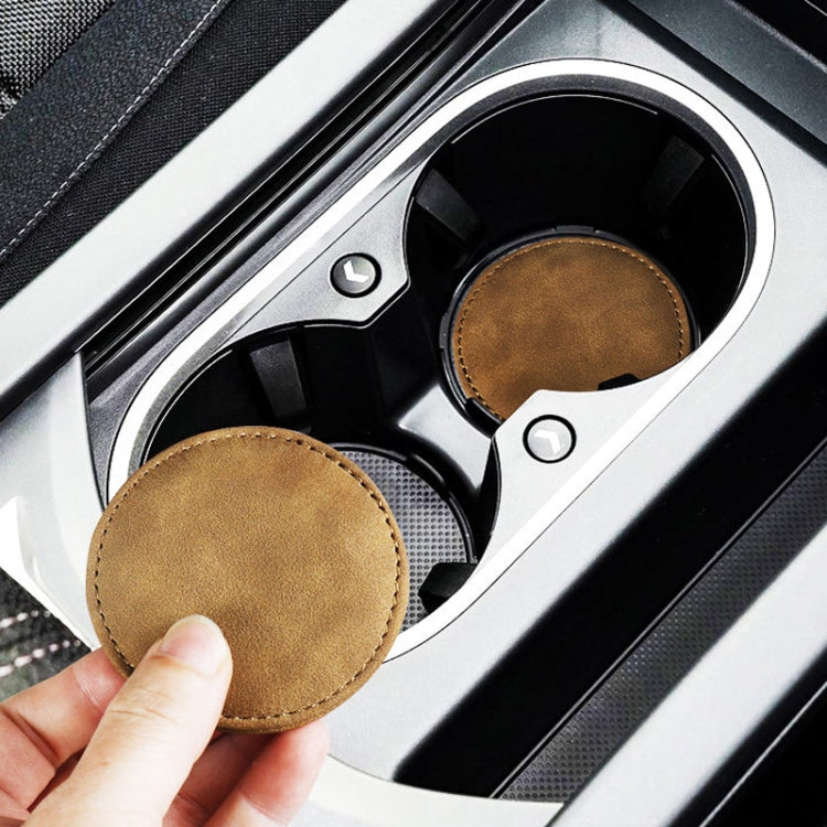 2pcs/ Set Car Suede Anti-Slip Water Coaster Car Interior Decoration(Black) - Car Drink Holders by PMC TechLife | Online Shopping South Africa | PMC TechLife | Buy Now Pay Later Mobicred