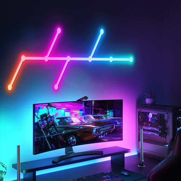 JSK-P22 5V Bluetooth RGB Stitching Light E-Sports Atmosphere Decorative Lamp, Style: 6 Sections+USB To DC Line(Black) - Novelty Lighting by PMC TechLife | Online Shopping South Africa | PMC TechLife | Buy Now Pay Later Mobicred