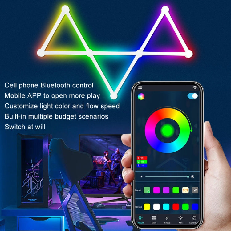 JSK-P22 5V Bluetooth RGB Stitching Light E-Sports Atmosphere Decorative Lamp, Style: 9 Sections+USB To DC Line+US Plug(Black) - Novelty Lighting by PMC TechLife | Online Shopping South Africa | PMC TechLife | Buy Now Pay Later Mobicred