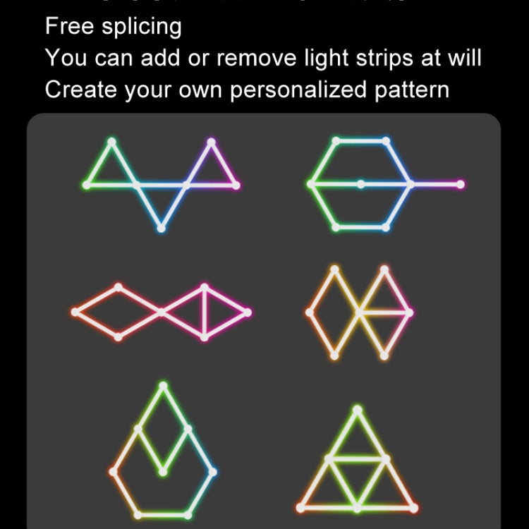JSK-P22 5V Bluetooth RGB Stitching Light E-Sports Atmosphere Decorative Lamp, Style: 9 Sections+USB To DC Line(Black) - Novelty Lighting by PMC TechLife | Online Shopping South Africa | PMC TechLife | Buy Now Pay Later Mobicred
