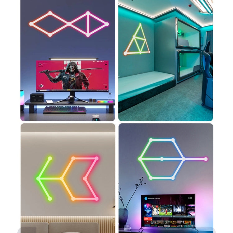 JSK-P22 5V Bluetooth RGB Stitching Light E-Sports Atmosphere Decorative Lamp, Style: 9 Sections+USB To DC Line+US Plug(White) - Novelty Lighting by PMC TechLife | Online Shopping South Africa | PMC TechLife | Buy Now Pay Later Mobicred